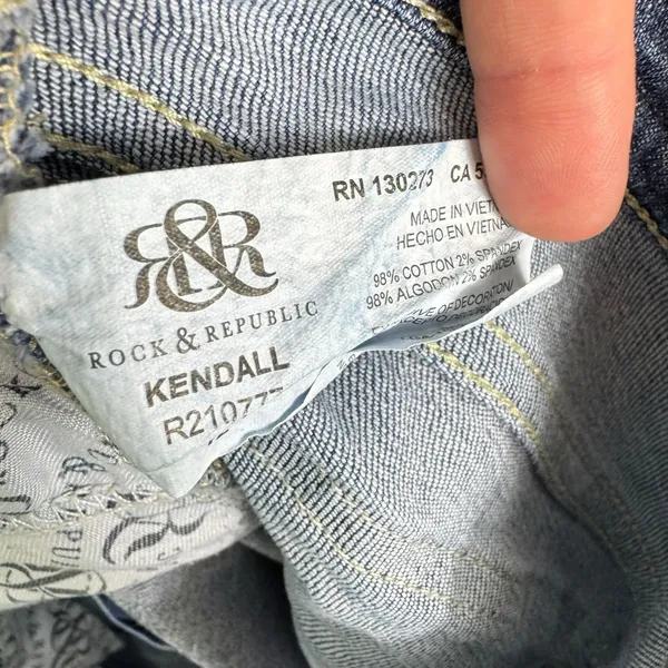 Rock‎ & Republic Kendall Medium Wash Angel Wing Embroidery Cropped Jeans Size 12 - Image 6