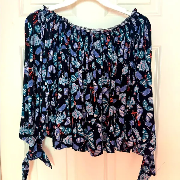 We the Free People Lexington Off Shoulder Stretchy Knit Floral Top Small‎ - Image 2