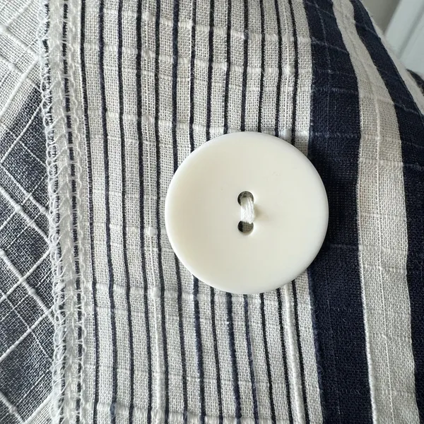 DAMEE Oversized Striped Button Up Shirt Small Wire Collar Blue Lagenlook Artsy - Image 8
