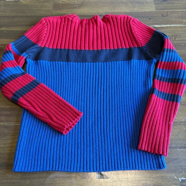Vintage Y2K 90’s Limited Too Logo Sweater Stripe Knit Ribbed Academia Red Blue S - Image 8