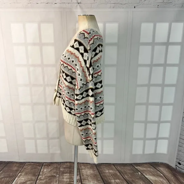 American Eagle Multicolor Knit Fair Isle V-Neck Button Up Cardigan Sweater Large - Image 6