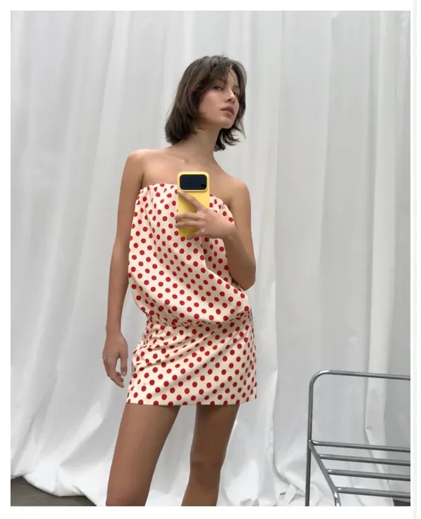 Zara Polka Dot Bandeau Dress - Image 3