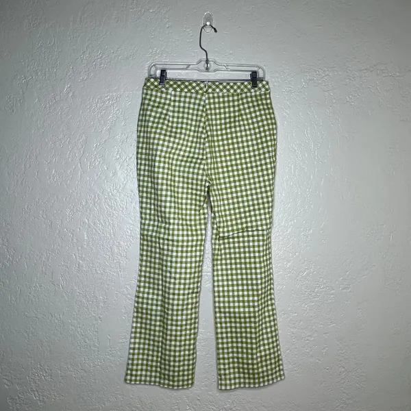 Lane 201 Pants Large Green Gingham‎ Cropped Bootcut Cotton Summer - Image 3