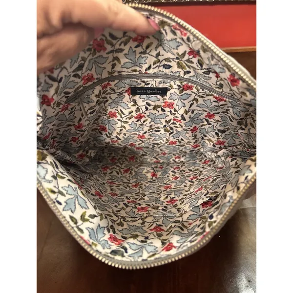 Vera Bradley Carson Hobo Bag‎ Denim Gray Floral Quilted Crossbody NWT - Image 11