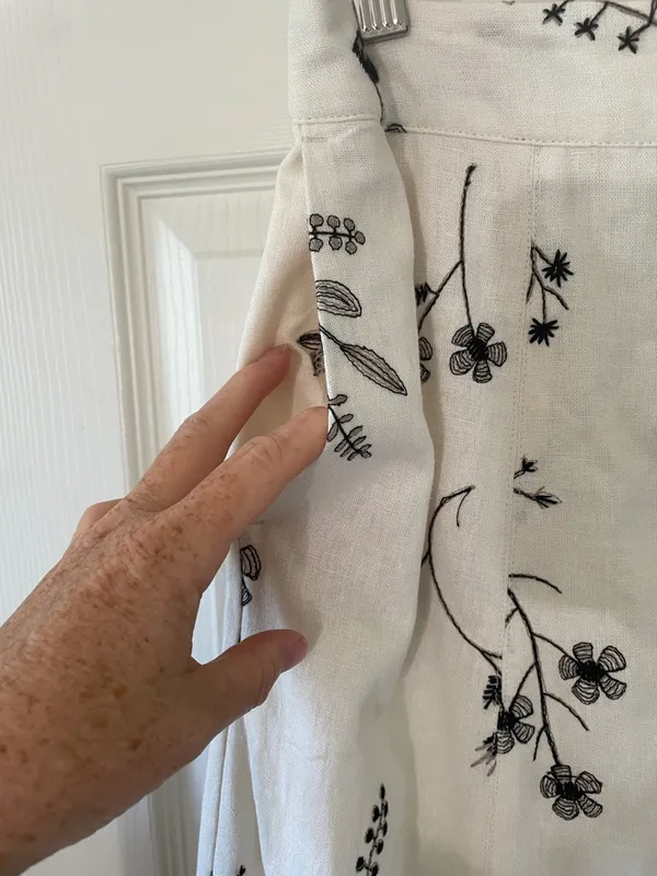 House of Harlow 1960 Embroidered Linen Blend Skirt Size 10 New Without Tag Cream - Image 8