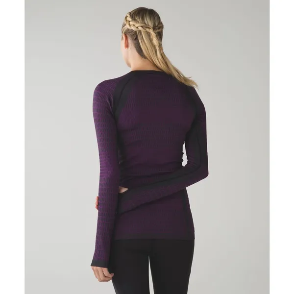 Chiara Boni Lululemon About That Base Long Sleeve Black / Tender Violet Size 6 - Image 2