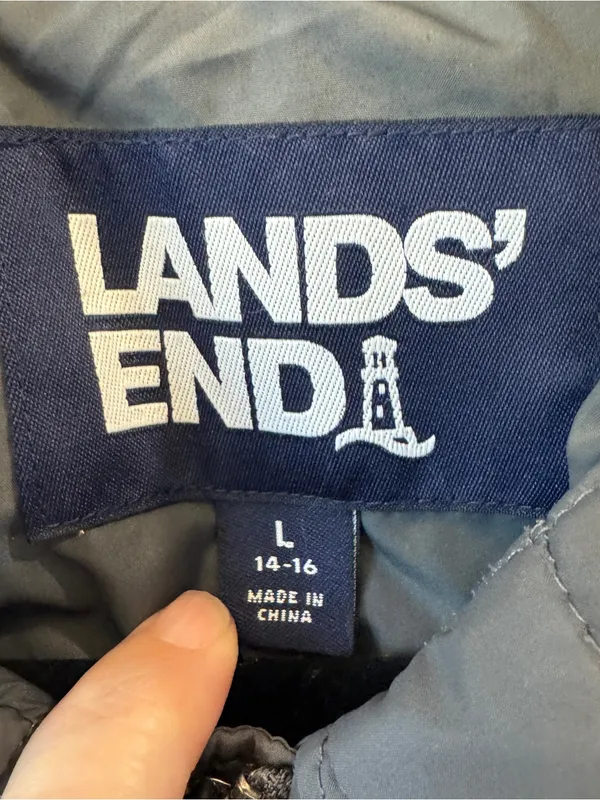Lands‎ End Quilted Primaloft Gray Winter Coat Jacket Womens 14-16 Size Large - Image 3