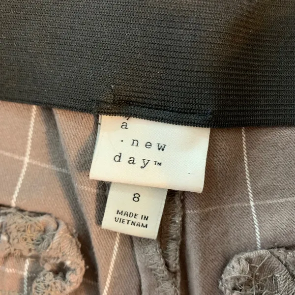 A New Day Brown Windowpane Plaid Skinny Ankle Pants Womens‎ 8 High Rise Stretch - Image 3