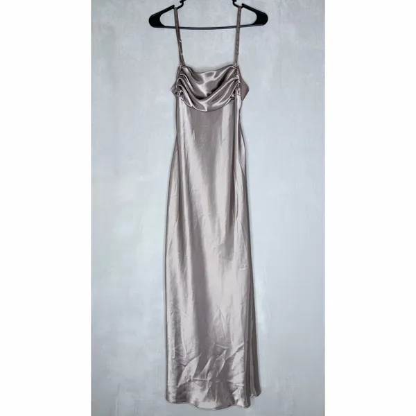 Zara Champagne Satin Maxi Dress - Image 3