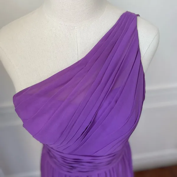 Impressions Bridal One Shoulder Purple Chiffon Bridesmaid Prom Formal Gown 10 - Image 6