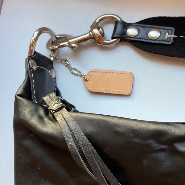 COACH Nylon Shoulder‎ Bag Leather shoulder Washable Wipeable Black No L04J-1892 - Image 2