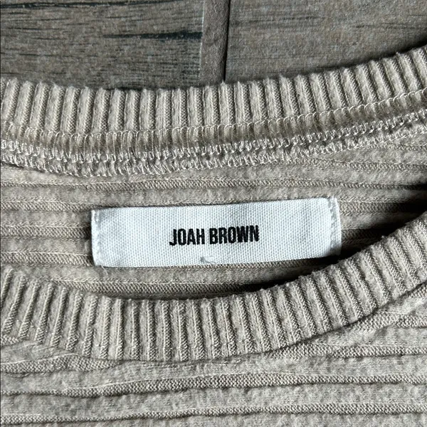 Joah Brown Taupe Ribbed Knit Top - Image 2