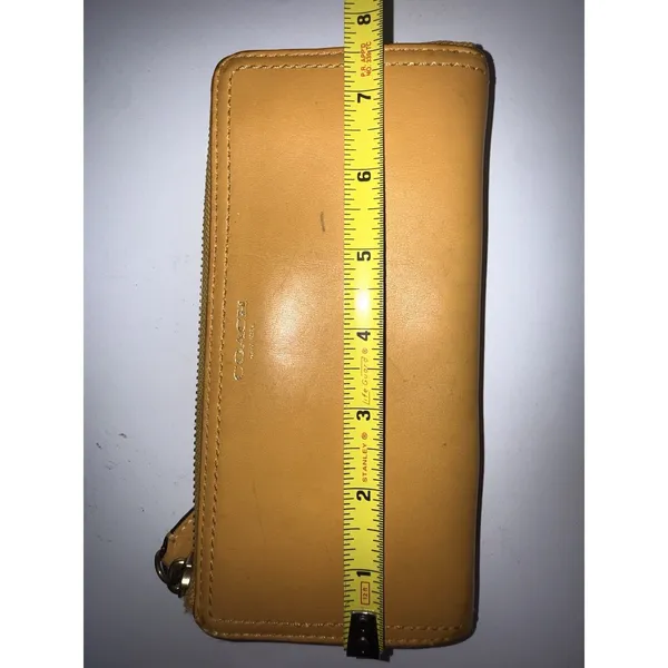 Coach Mustard Tan Leather Slim‎ Zip Wallet 48178 - 8 Credit Card Slots E - Image 10
