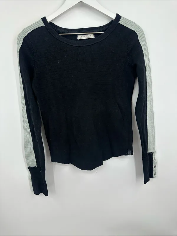 We The Free Tasha Black Thermal Long Sleeve Shirt Size Small Boho - Image 2