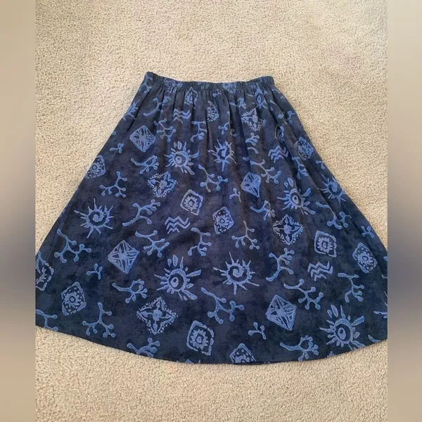 VTG Boho Hippie Funky Festival Maxi Skirt Navy Blue Size S - Image 4