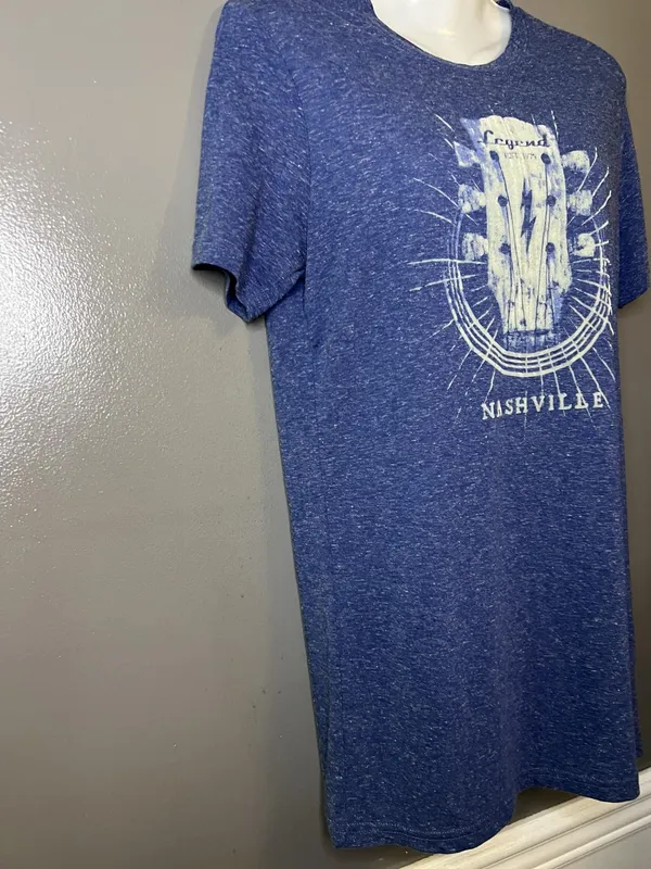 Nashville Legend Guitar Shirt Womens Medium Blue Graphic Music Tee Soft Triblend - Image 3