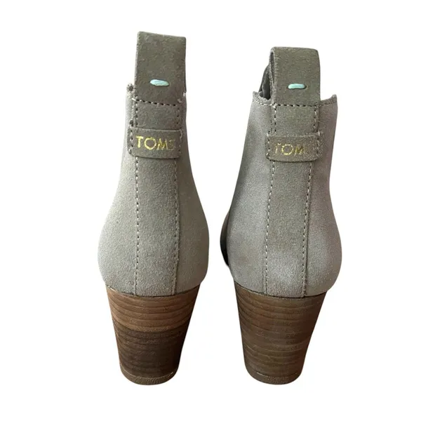 TOMS Boots Women's 8 Beige Leather Wedge Ankle Booties Pull On Casual Minimalist - Image 4