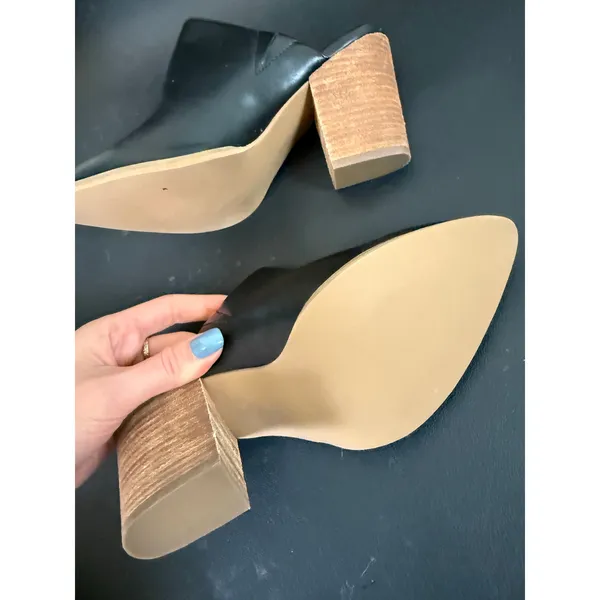NWOT ABOUND Maya Block Heel Mule Pointed Black Faux Leather Womens 6 - Image 3