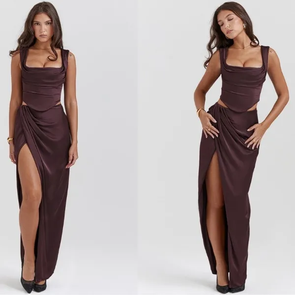 NWOT House of CB Vesper skirt only Chocloate Brown sz S - Image 3