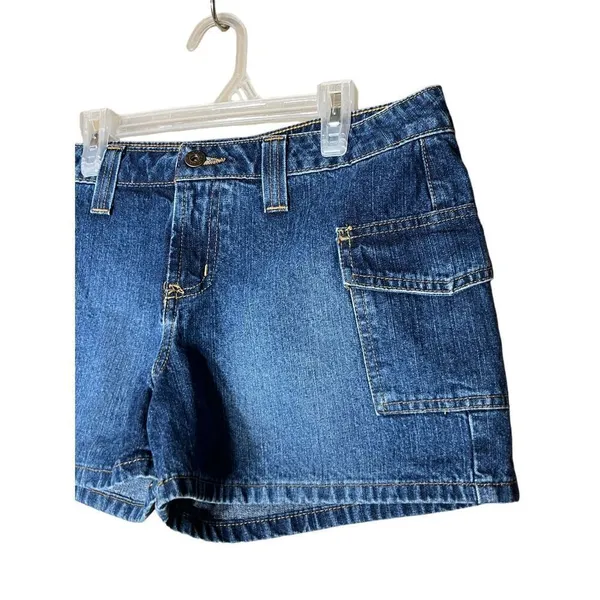 Vintage Y2K L.E.I‎ Low Rise Utility Jean Shorts Size 9 - Image 2