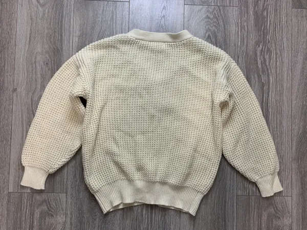 Chunky Knit Cardigan Sweater Tan Size M - Image 5