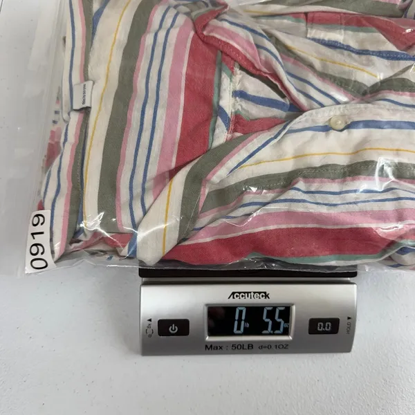Old Navy multicolor striped button down‎ v-neck cuffed sleeve tie hem shirt XL - Image 7