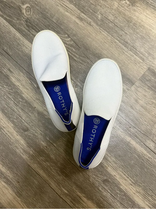 Rothy's Women’s White Slip-On Loafers with Navy Insole - Image 2
