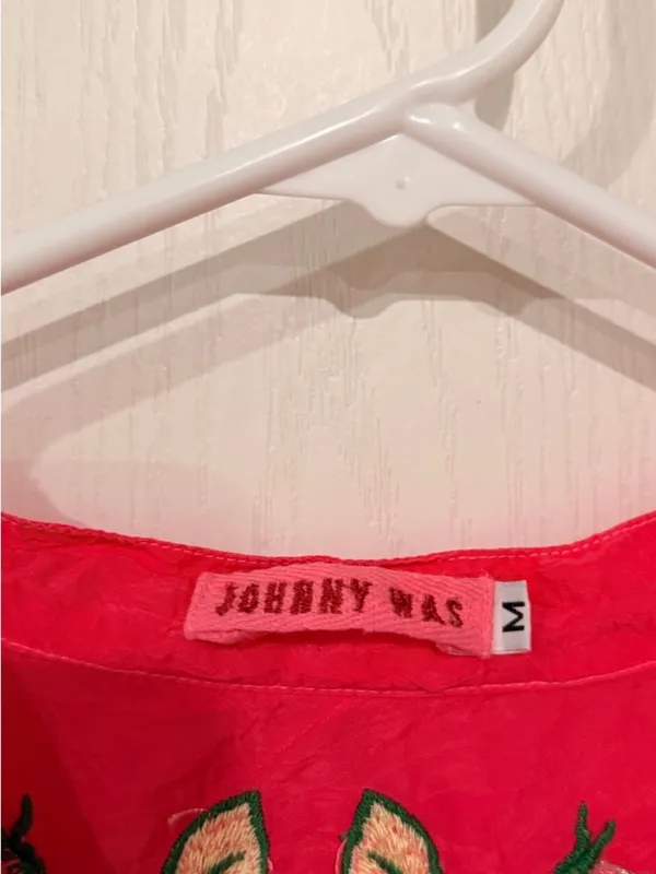 Final Price Johnny Was Hot Pink Embroidered Button-Front Tunic - Image 4