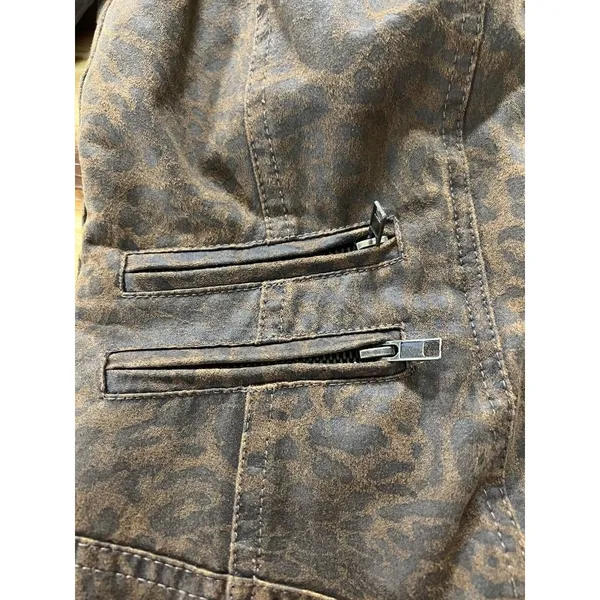 Kut From The Kloth Women Faux Suede Size‎ Medium Zip Jacket Leopard Print Preppy - Image 13