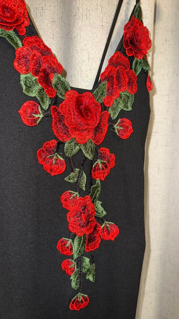 Windsor Black dress with red flowers - Image 2
