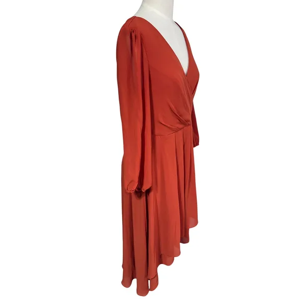 Ever‎ Pretty Women's Size 8 Burnt Orange Dress High Low V-Neck Chiffon Formal - Image 4