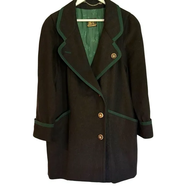 Julius Lang Vintage 100% new wool black and green peacoat 40 - Image 13