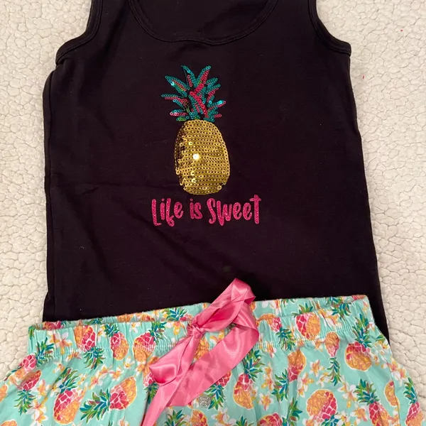 Womens Printed Pajamas Loungewear Shorts & tank Pineapple 🍍 Paint LaLa Small - Image 2