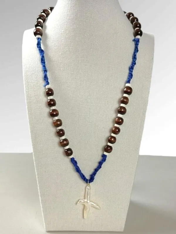 Free People Ariana Ost Easy Does It Pearl Cross Strand Necklace Bohemian Beach - Image 3