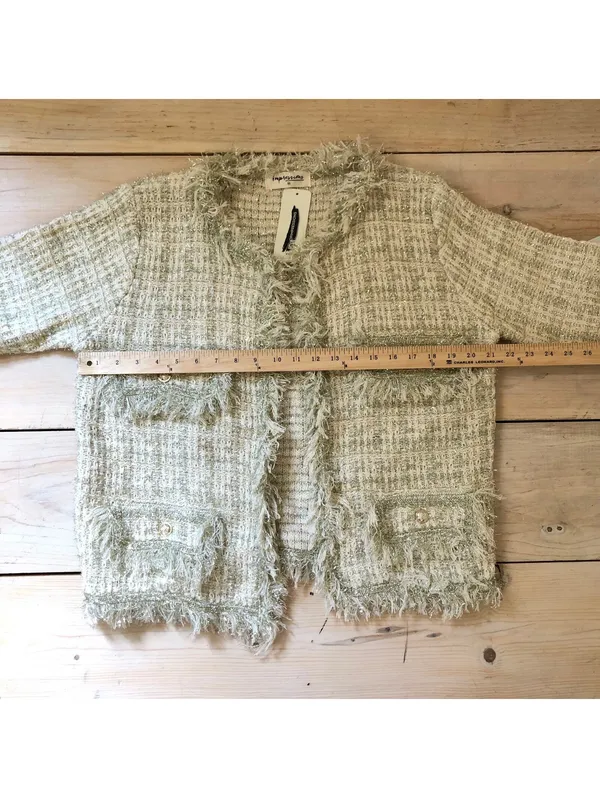 Impressions NWT Women's Prosecco Splash Tweed Boucle Jacket Cream Size M - Image 8