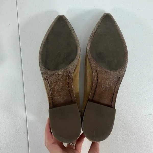Frye Sz‎ 7.5 Loafer Suede Leather Kenzie Mic Stitch Pointed Toe Shoes Beige Tan - Image 13