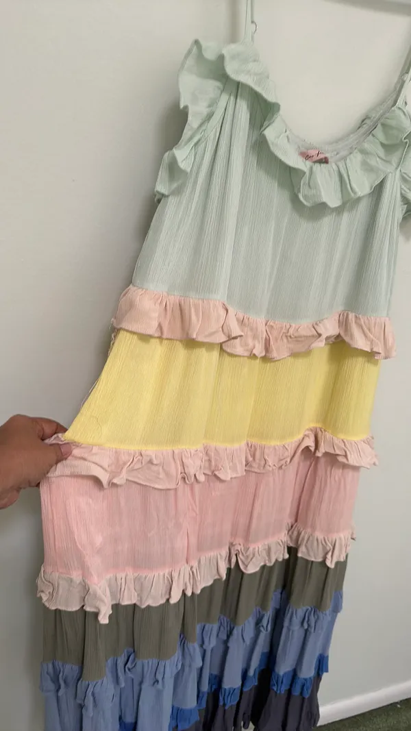Ces Femme Multicolor Tiered Maxi Dress Size L NWT - Image 9
