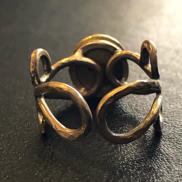 Vintage handmade hammered brass bullet primer ring - Image 8