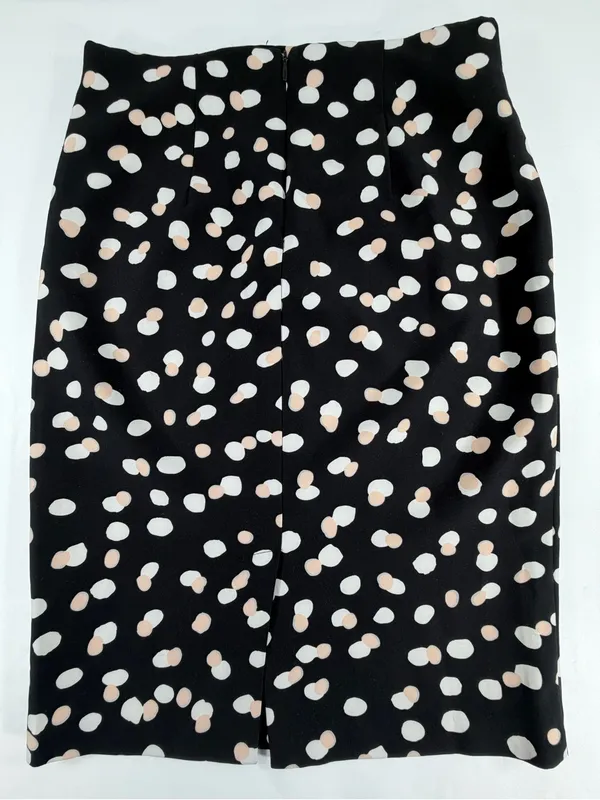 Philosophy Polka Dot Pencil Midi Skirt Black Blush Career Stretch Size 2 - Image 2