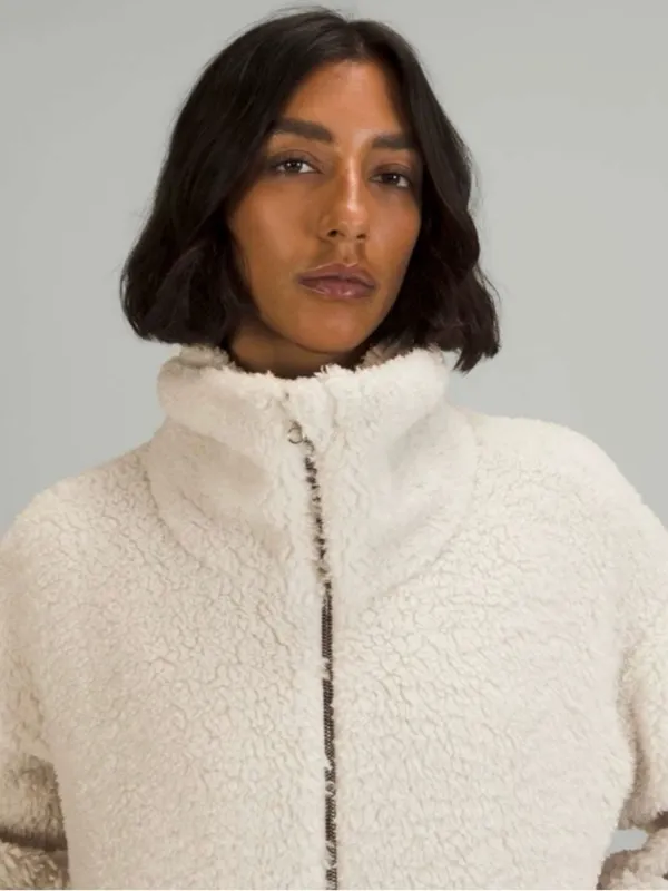 Lululemon Cinchable Fleece Zip Up Jacket in White Opal Size 4 - Image 4