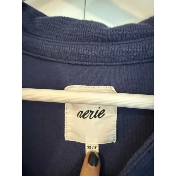 Aerie blue collared polo sweater cropped pullover size xs - Image 4