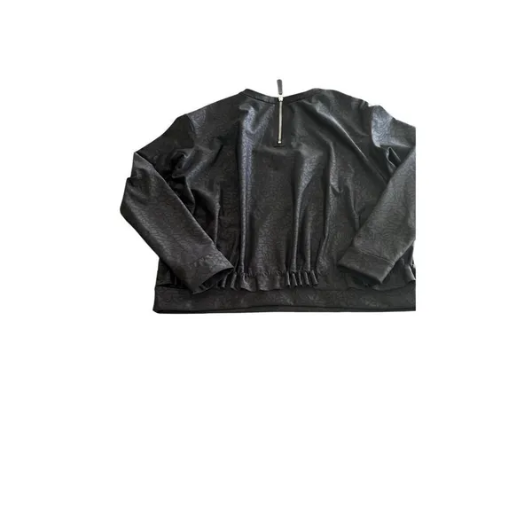 Lululemon Black Embossed Petal Camo Back-Zip Ruffle Pullover Sweatshirt size 8 - Image 9