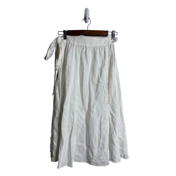 Reformation Molto Linen Wrap Skirt size XS White Midi - Image 3