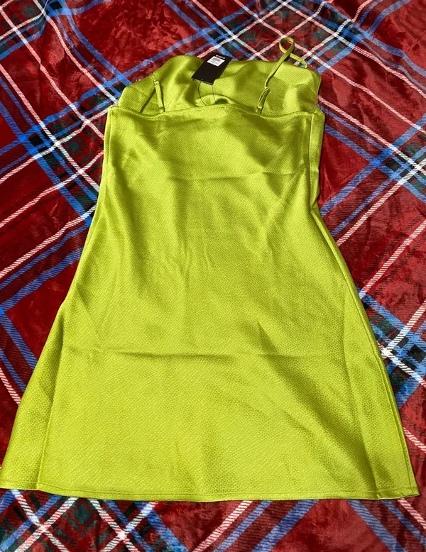 Shinestar Green Cowl Satin Dress - Image 2