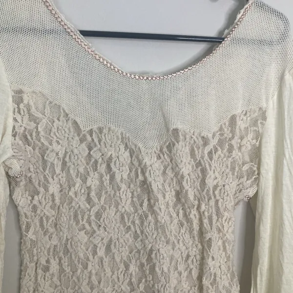 Gimmicks by BKE Y2K Buckle Womens Top Sheer Lace Front Back Beaded Embroider Size L - Image 14