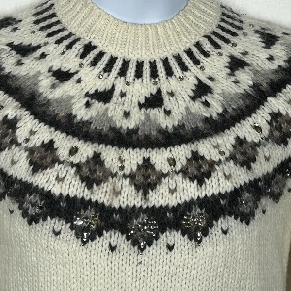 LOFT Ann Taylor Jeweled Wool Alpaca Mohair Mock Neck Sweater Medium - Image 8