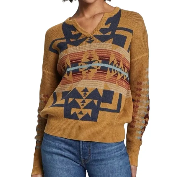 PENDLETON Chief Joseph Graphic Cotton Pullover Sweater Size L New w/ Tag $149 - Image 4