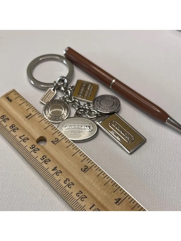 Coach Silver and Brown Logo Charms Keychain & Matching Pen NIP - Image 6