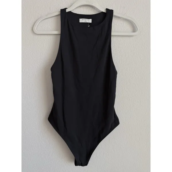 Aritzia‎ Babaton Women's Small Bodysuit Black Stretch Comfort Thong Halter Side - Image 5