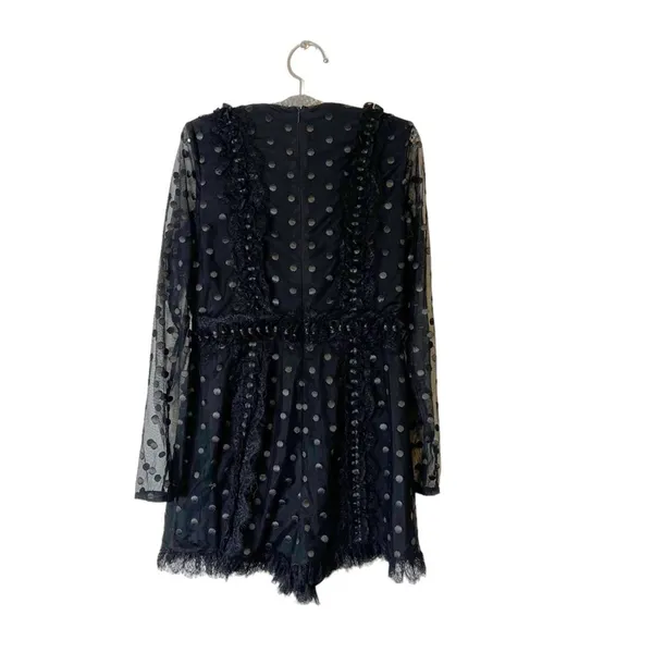 Alexis‎ Samira polka dot ruffle romper black sz L - Image 8